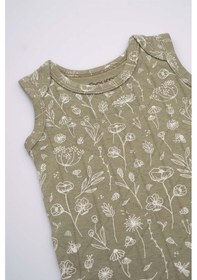 Resim Boumini Kolsuz Çıtçıtlı Atlet Müslin Bebek Body Wild Flowers Yeşil - Yeşil 
