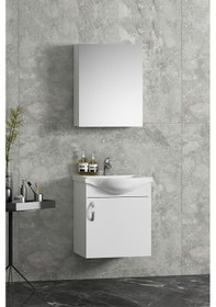 Resim Yıldız Asma 45 Cm Beyaz Mdf Seramik Lavabolu Banyo Dolabı Takımı Beyaz 