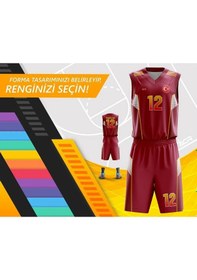 Resim Acr Giyim Kişiye Özel Kadın Basketbol Forması : Petek Bordo 