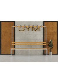 Resim Ayakkabılıksız 6 Ayaklı Tek Taraflı Bank, Kanca Şeritli Bank, 9 Kanca, 200x43x170 Cm, Spor Bankı 