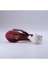 Resim El Oyması Lületaşı Pipo Golf Topu Motifli, Akrilik Ağızlıklı, Kısa Bent Model 14,2 Cm 