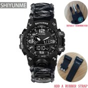 Resim Hanyang Gri Kayış ile Açık Hayatta Kalma Izle Çok Fonksiyonlu Su Geçirmez Askeri Taktik Paracord Izle Bilezik Kamp Yürüyüş Acil Durum Dişlisi (Yurt Dışından) 