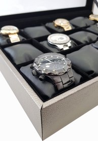 Resim Chavin 15 li Diamond Gri Deri Ahşap Camlı Saat Kutusu st15-59 