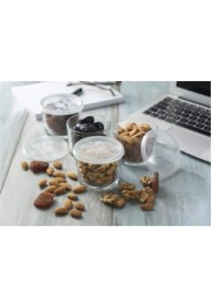 Resim 6'lı Kapaklı Cam Saklama Kabı, 220CC, Beyaz, Kahvaltılık Seti 