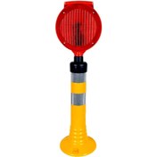 Resim İleri Trafik Solar Yuvarlak Flaşörlü Delinatör Seti Kırmızı 