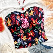 Resim Kadınların Çiçek Desenli Omuz Üstü Tank Topu - Y2K Tarzı, Kolsuz, Canlı Yaz Çiçek Deseni, Polyester ve Elastane Karışımı, Rahat veya Tatil Giyiminde Mükemmel, Yaz Rahat Giyim | Y2K Moda | Elastane Kumaş, Bayanlar Tank Topu 