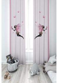 Resim Mekta Home Bebek Ve Çocuk Odası Uçan Kelebekli Prenses Desenli 2 Kanat Fon Perde 