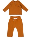 Resim Little Gusto Bebek Pijama Takımı Kiremit Organik Pamuk 