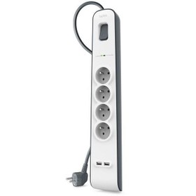 Resim Belkin BSV401VF2M-V2 4'lü 2M Akım Korumalı Priz + 2'li 2.4A USB Girişi 