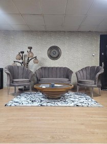 Resim Zafir İstiridye Takım Krom Kaplama Telli Ayak Çay Seti Koltuk Takımı Kahverengi 