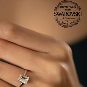 Resim Swarovski Kadın Taşlı Baget Model Gümüş Yüzük PKT-SBS0840 