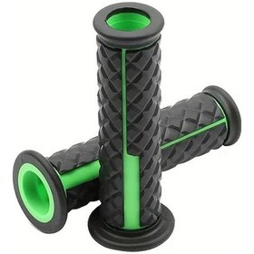 Resim Tongdashop Yeşil 2 Adet Motosiklet Gidon Tutma Ucu 7/8" 22mm Siyah Desenli Kauçuk Çok Renk Seçenekli Off-road Cafe Racer Tutuş Artırıcı Grip 
