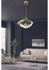 Resim Dron Tek Top 2 Modern Sarkıt Led Avize - - Kumandalı / Gold Gold 