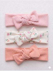 Resim VaVbaby Kız Bebek 3’lü Ribana Fiyonklu Bandana Seti - Somon 