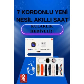 Resim Akıllı Saat 7 Kordonlu Kulaklık Hediyeli Nabız Ölçer Uyku Takibi Sesli Görüşme Nemere 