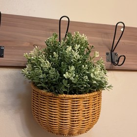 Resim 1 adet/2 adet (L+S) Rustik Plastik İmitasyon Rattan Dokuma Duvara Monteli Sepet, Açılır, Çok Amaçlı, Çiçek, Sarımsak, Zencefil, Mutfak, Banyo, Yatak Odası, Ev Dekoru, Raf Sepetleri için 
