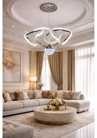 Resim Modern Lüks Salon Model Ledlı 3 Renk Gold Sarkıt Avıze Altın - Gold 