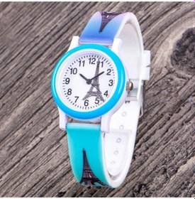 Resim 4-12 Yaş Eyfel Kulesi Mavi Pembe Kordon Saat Kız Çocuk Kol Saati St-304337 