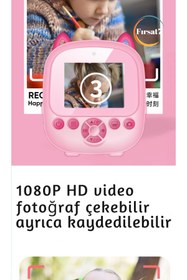 Resim Fırsat7 Çocuk Fotoğraf Makinesi 2.4İnc Anında Baskı HD Video Çift Kamera Müzikli Oyunlu Selfie Kamera Şarjlı 