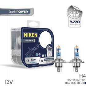 Resim Niken H4 12V 60/55W Halojen Ampul Dark Power P43t Gün Işığı 