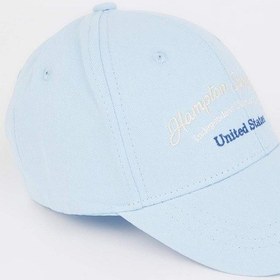 Resim DeFacto Kadın Etiket Baskılı Dokuma Beyzbol Basketbol Şapkası D9484AX25SMBE18 Mavi 