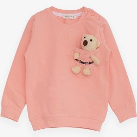 Resim Breeze Kız Çocuk Sweatshirt Ayıcık Aksesuarlı 1.5-5 Yaş, Somon 