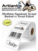 Resim 58X40 mm Barkod Etiketi Yapışkanlı 3 Adet Termal Barkot ve Terazi Etiketi 500 lü Barkod Yazıcılarına Uyumlu 