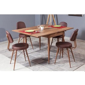 Resim Kartal Dikdörtgen Masa, Eyfel Sandalye, Ceviz, 100x65 Ceviz 