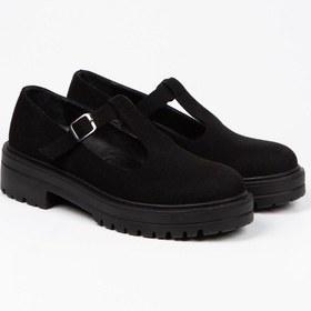 Resim Kadın Süet Siyah Corcik Tokalı Anatomik Ayakkabı İç Astar Deri 001 