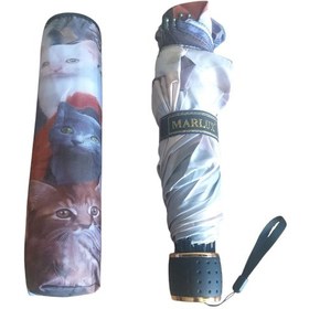 Resim Sevimli Kedi Yavruları Desenli Rüzgara Dayanıklı Manuel Bayan Şemsiyesi Çok Renkli 