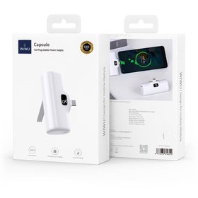 Resim Wiwu Wi-P017 Capsule Serisi 2in1 Mini Taşınabilir Standlı Lightning Powerbank 5000mAh - Beyaz 