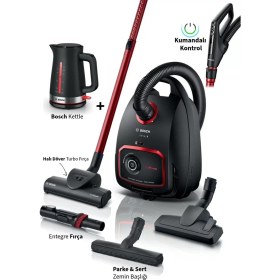 Resim Bosch Kettle Mymoment +10 Yıl Motor Garantili Kumandalı Kontrol Turbo Halı Döver Başlıklı Serie 6 Propower 850 W Toz Torbalı Süpürge 