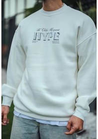Resim Tarzyeri Erkek Üç İplik Bisiklet Yaka Baskılı Sweatshirt - Beyaz Beyaz 