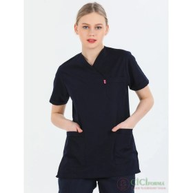 Resim Cici Forma Zarf Yaka Koyu Lacivert Üst 