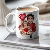 Resim Pastadan Çıkan Aşk Karikatürlü Kupa Bardak 