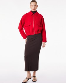 Resim Modal Kumaş Slim Fit Yırtmaçlı Midi Kalem Etek 