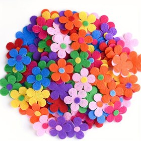 Resim 100 Adet Çok Renkli Keçe Çiçekler - Kumaş El İşleri için Yeniden Kullanılabilir Kendinden Yapışkanlı Mat Polyester Etiketler, Sınıf Dekorasyonu ve Buket Yapımı - Yaratıcı İfade için Canlı Karışık Renkler, DIY Proje Temelleri | Renkli Etiketler | Yumuşak Dokulu Çiçekler, El İşleri İçin Çiçekler 