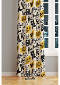 Resim Bla Bee Desenli Fon Perde Genç Odası Oturma Odası Süet Dijital Baskılı Ekstrafor Büzgü Tek Kanat Çok Renkli 