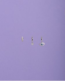 Resim Venüs Accessory Nazar Boncuklu - Göz Model 3'lü Çelik Küpe 