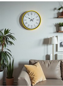 Resim 36 Cm Sarı Dekoratif Duvar Saati Diğer 