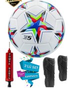 Resim Futbol Topu Şampiyonlar Ligi Pompalı 3'lü Set Sert Zemin Kırmızı - Mavi 
