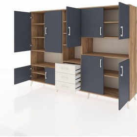 Resim Hyperion Dolap 13 Raflı 3 Çekmeceli 9 Kapaklı 220x44x163 Çam-antr Çam-antrasit/aytaşı 