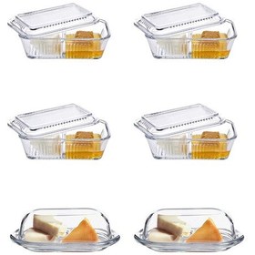 Resim Paşabahçe 6 lı Kapaklı Kahvaltılık Seti - Cam Ballık Tereyağlık Şeffaf 