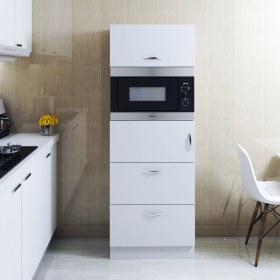 Resim Bicabin Mikrodalga Fırın Bölmeli Çekmeceli Çok Amaçlı Mutfak Dolabı -Beyaz 