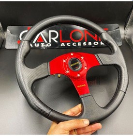 Resim Momo Spor Direksiyon 32cm Kırmızı Göbek Delikli Desen İthal Ürün A+ Kalite 