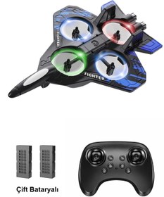 Resim qoquland Uzaktan Kumandalı Akrobatik Fighter Drone Rc Uçak - 2.4 Ghz - 2 Bataryalı Set 