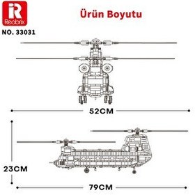 Resim Reobrix 33031 Amerikan Helikopter CH-47 CH-47 Transport Helicopter Chinook Yaratıcı Yapı Blok Seti Building Blocks - 1451 Parça 