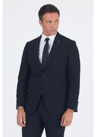 Resim İmza Siyah Mono Yaka Gabardin Astarlı Tek Yırtmaç Esnek 6 Drop Comfort Fit Basic Takım Elbise 1001255010 