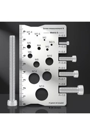 Resim AURİZEX Paslanmaz Çelik Vida ve Civata Ölçüm Aleti Vida Boy Ölçüm Cetveli 