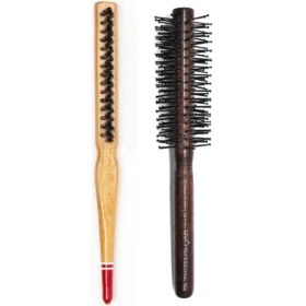 Resim Çok Renkli Profesyonel Yanmaz Set Topuz Saç Fırçası 2'li 